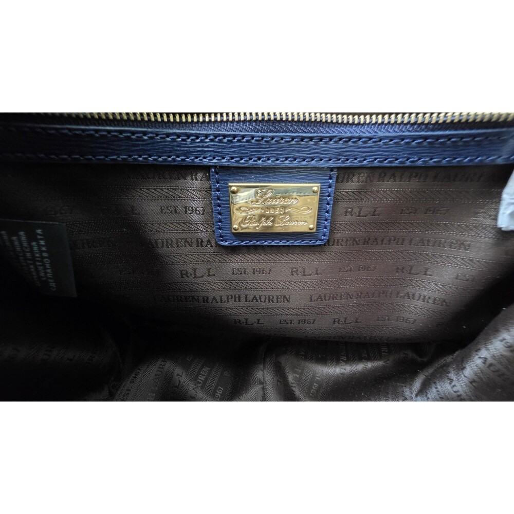 Lauren Ralph Lauren Sloan Street Dome Satchel Blue Textured Leather Old Money - Picture 9 of 14